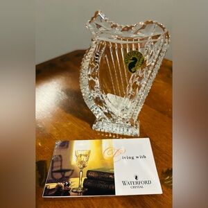 WATERFORD CRYSTAL HARP PAPERWIGHT WITH STICKER & BOX